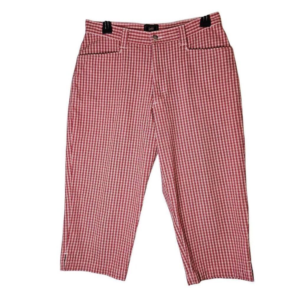 Lee red gingham retro capri. Size 10P. #972